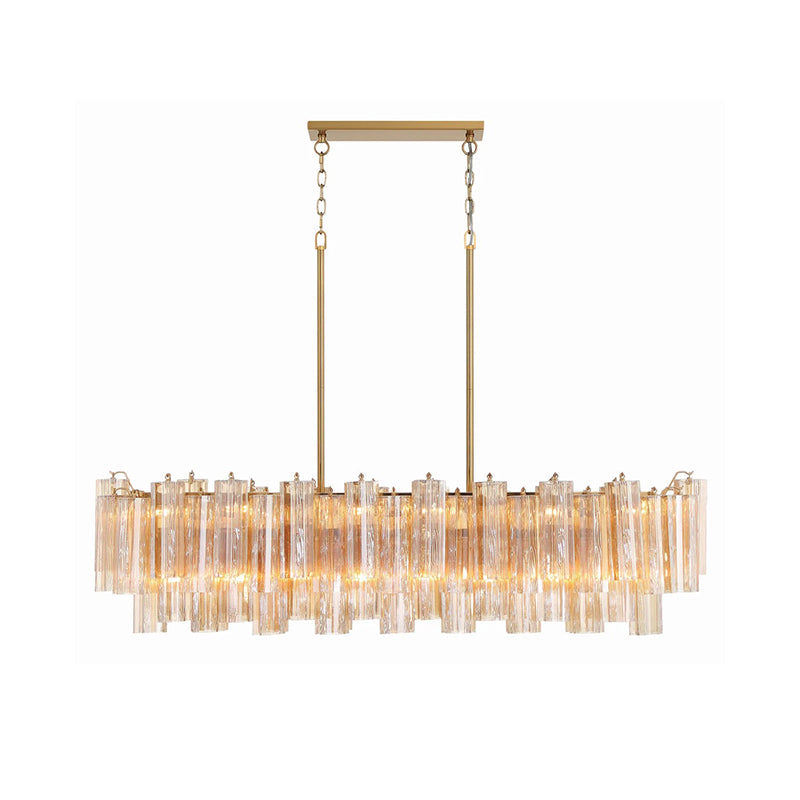 Addis Linear Chandelier with layered clear glass rods
