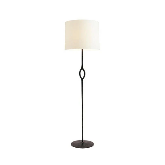 Amande Floor Lamp with a dark slim stem and drum shade