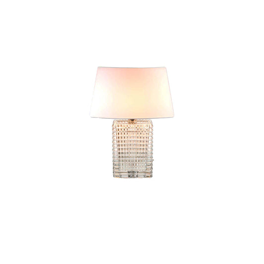Crystal Table Lamp with a clear textured base and white shade