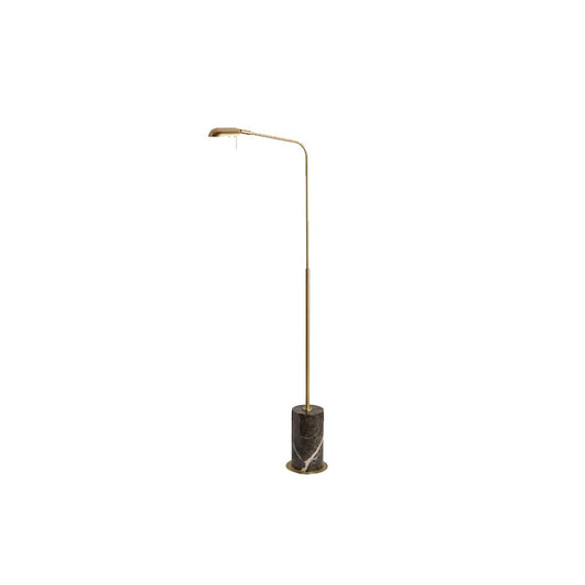 Ezra Floor Lamp with a slim brass reading arm and dark base