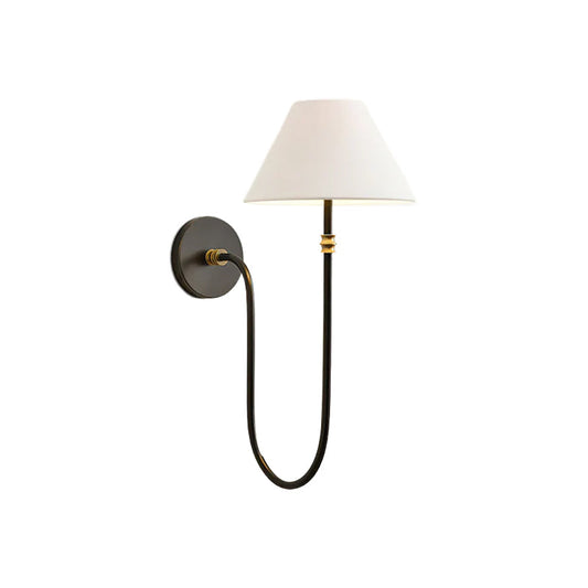 Retro Swan Neck Wall Lamp with a white fabric shade