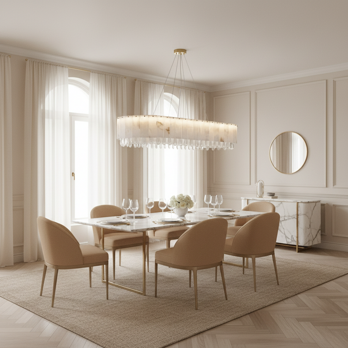 Natural Marble & Crystal Chandelier — Family Table