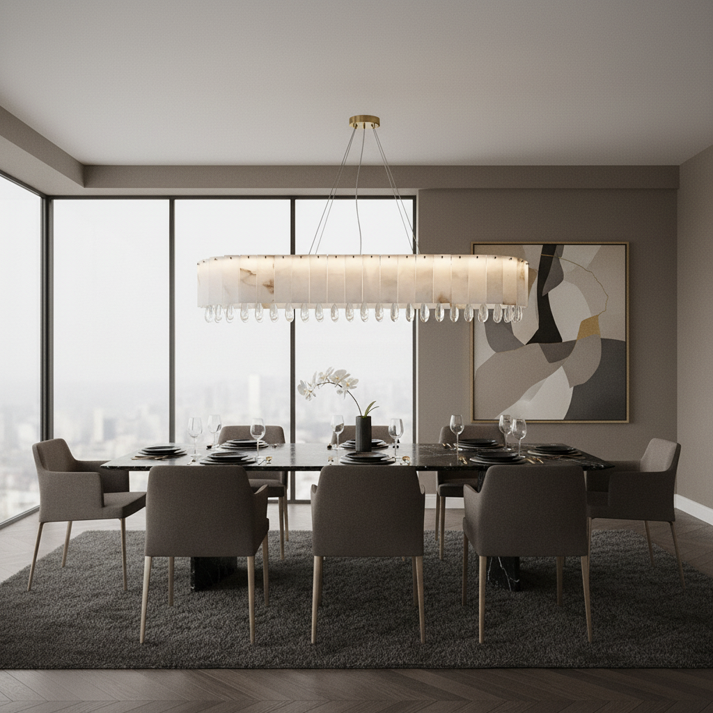 Natural Marble & Crystal Chandelier — Interior