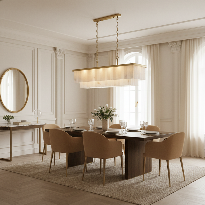 Rectangular Alabaster Chandelier — Dining Room
