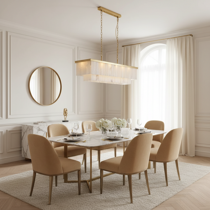 Rectangular Alabaster Chandelier — Interior