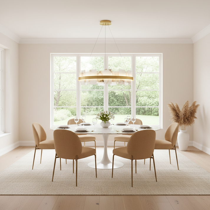 Alabaster Halo Brass Chandelier — Living Room