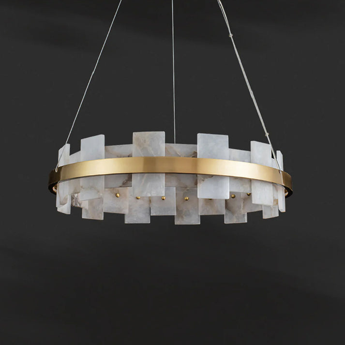 Alabaster Halo Brass Chandelier