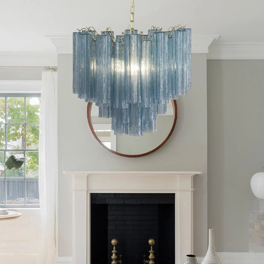 Murano blue glass tube chandelier