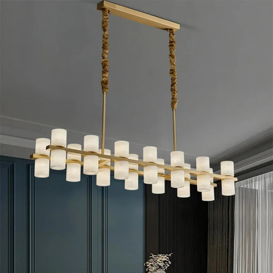 Moonlight Marble and Copper Chandelier