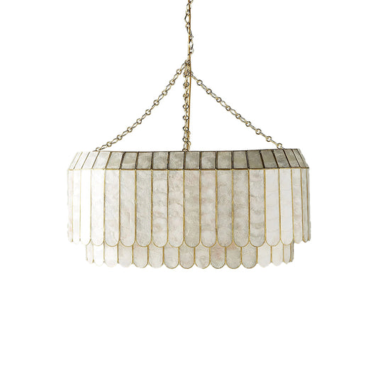 Madelyn Capiz Oval Multifaceted Pendant Light