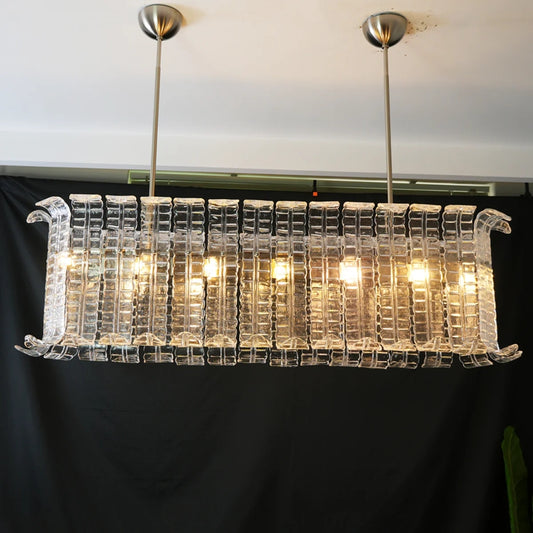 Transparent Murano leaf chandelier