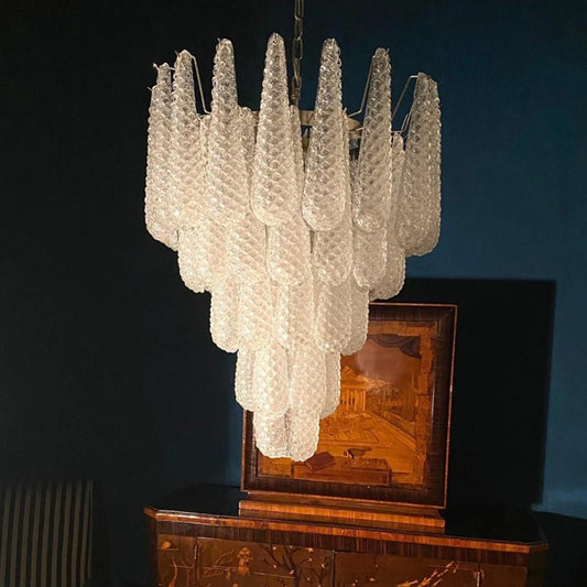Murano White Glass Dewdrop Chandelier