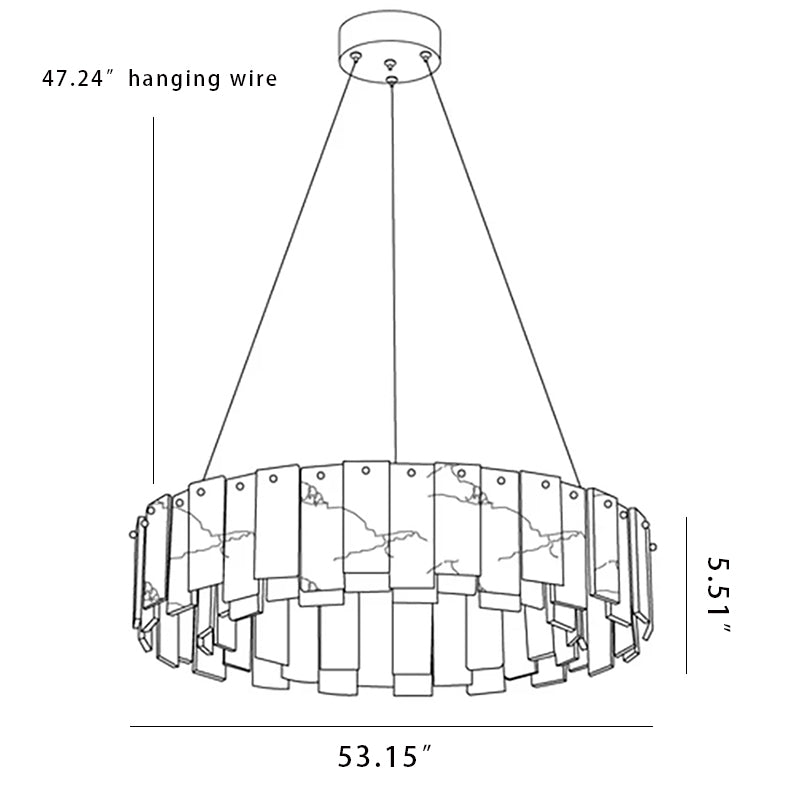 Modern Alabaster Celestial Round Chandelier