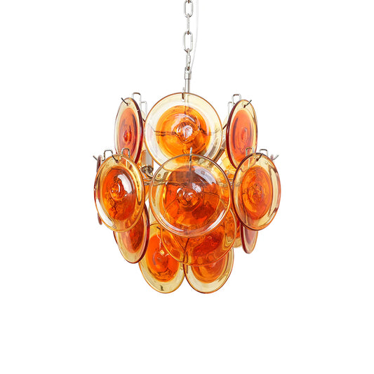 Vintage Murano Amber Disc Chandelier