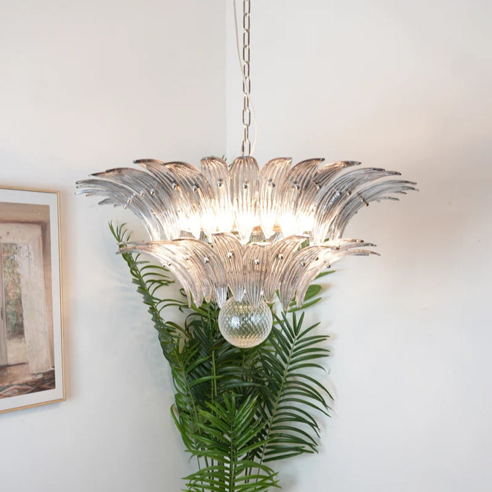 Smoked Murano Glass Palm Chandelier