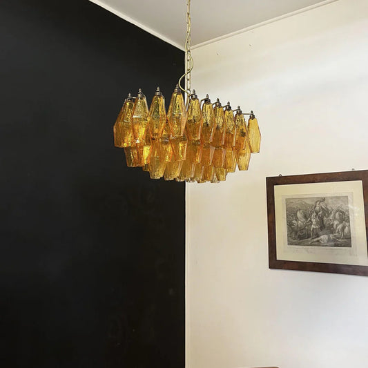 Poliedri Murano amber chandelier
