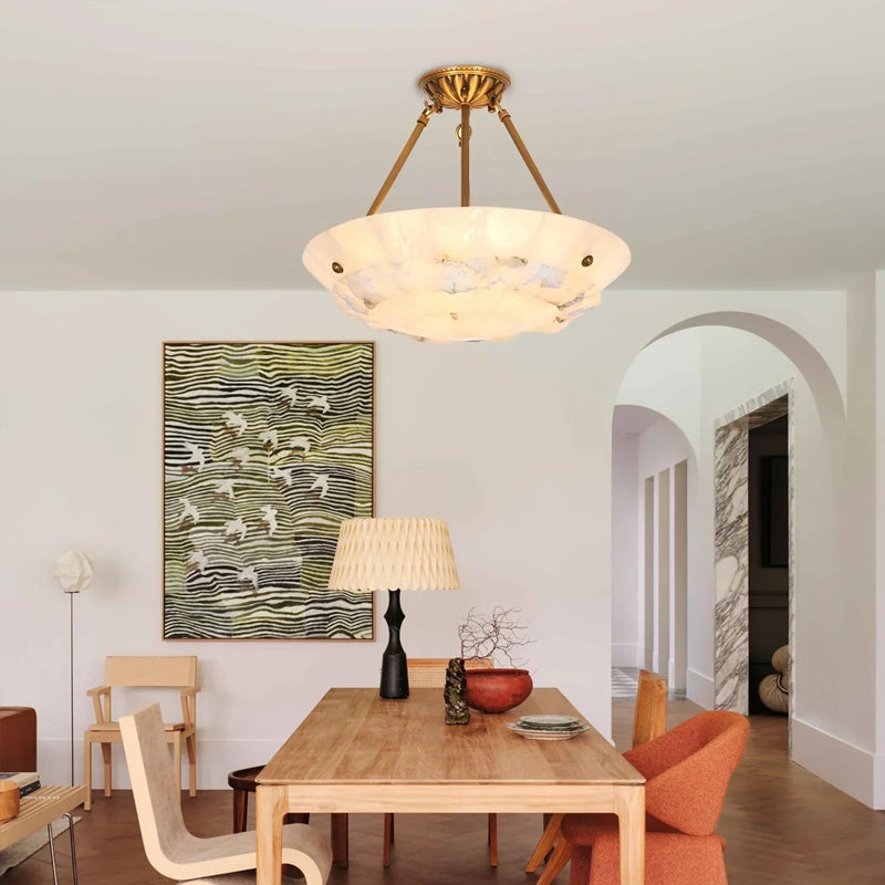 Bowl-Shaped Alabaster Chandelier