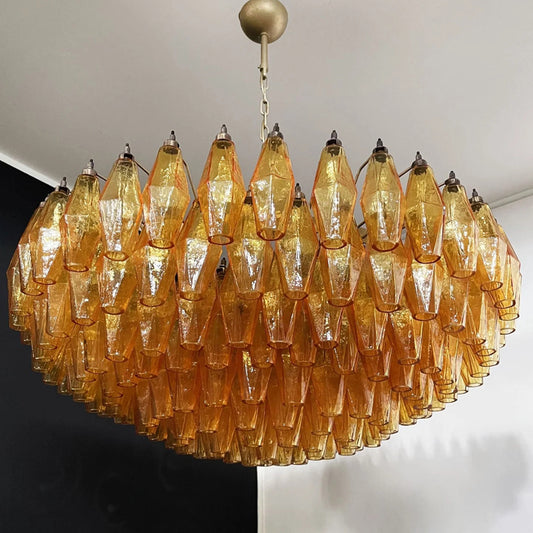 Murano faceted amber glass chandelier