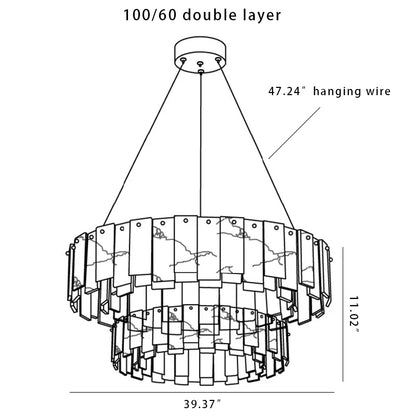 Modern Alabaster Celestial Round Chandelier
