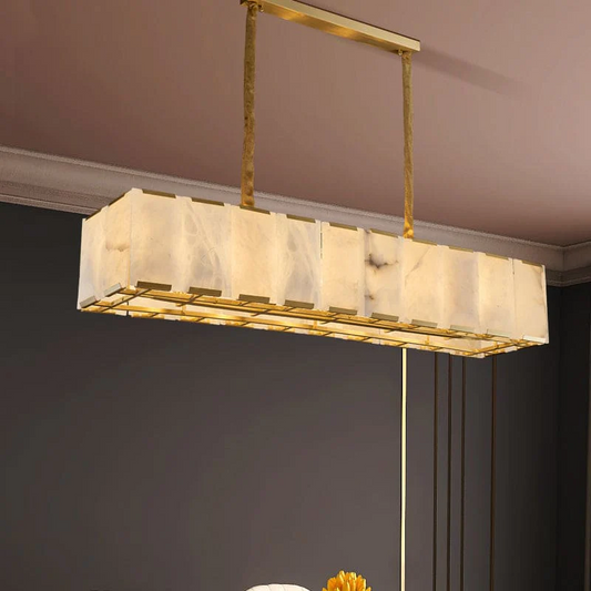 Natural Alabaster Brass Chandelier
