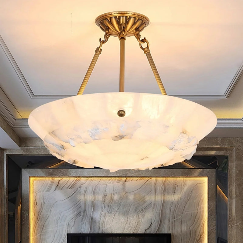 Bowl-Shaped Alabaster Chandelier