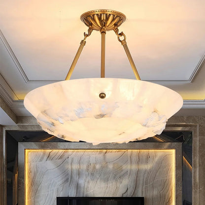 Bowl-Shaped Alabaster Chandelier