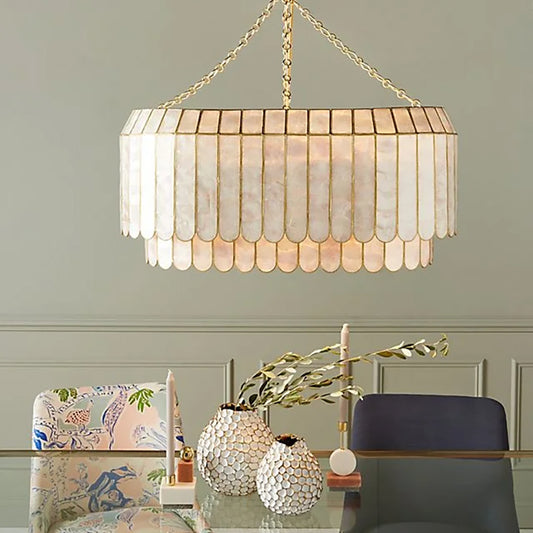 Madelyn Capiz Oval Multifaceted Pendant Light