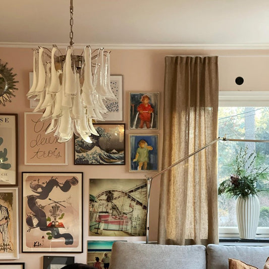 Large white Murano glass chandelier