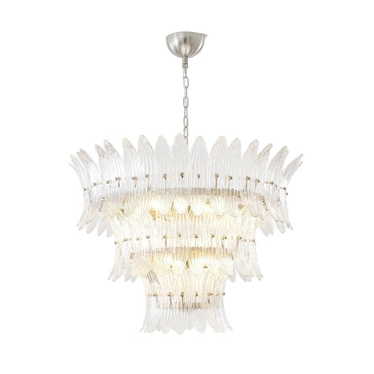 Palm leaf Murano clear glass chandelier
