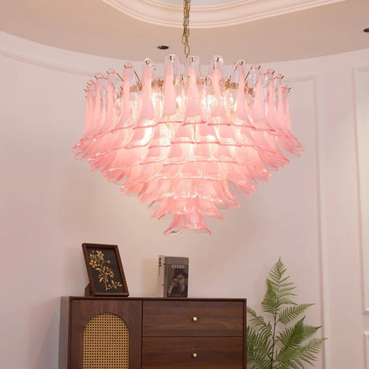 Pink saddle chandelier