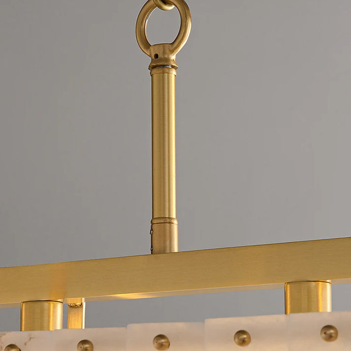 Rectangular Alabaster Chandelier — Two Tier View