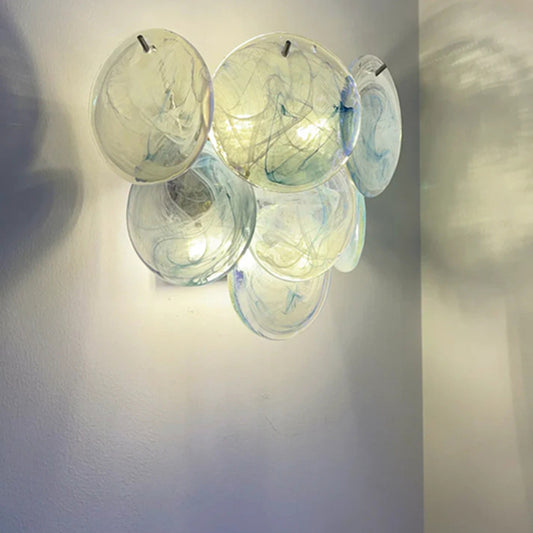 Blue vintage Murano glass wall lamp