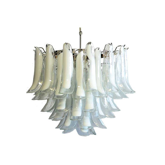 Large white petal Murano chandelier