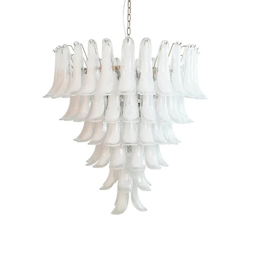 Murano white glass petal chandelier