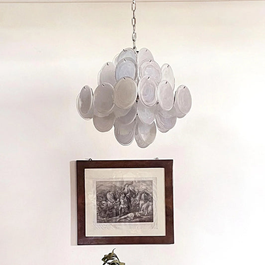 White Murano Disc Chandelier