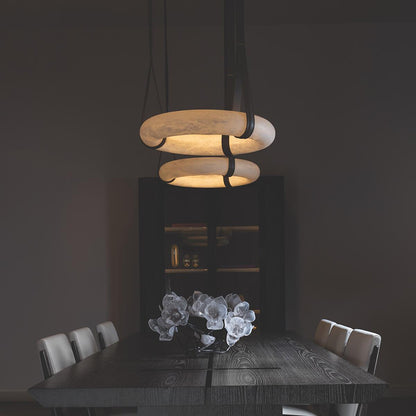 Alabaster Oslo Round Art Chandelier