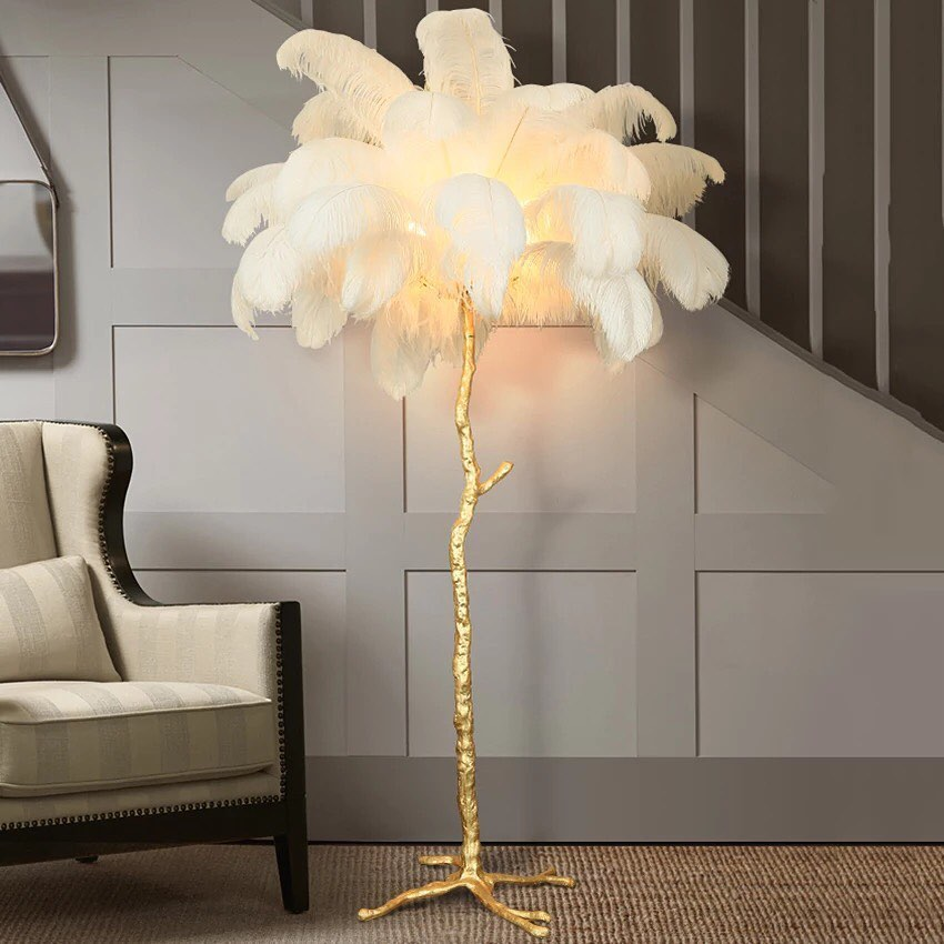 Ostrich Feather Floor Lamp