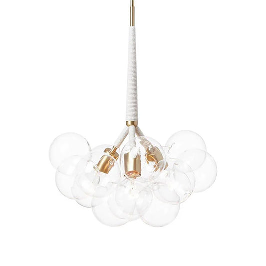 Modern Clear Glass Bubble Cluster Chandelier