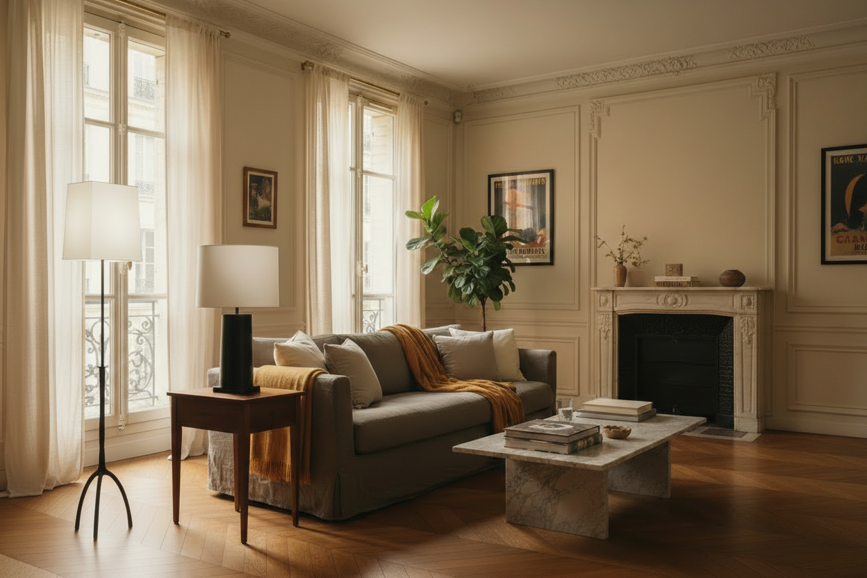 Parisian Living Room - Floor Lamp Bottom Left Corner