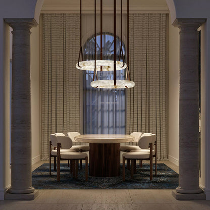 Alabaster Oslo Round Art Chandelier