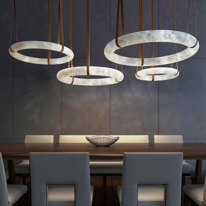Alabaster Oslo Round Art Chandelier