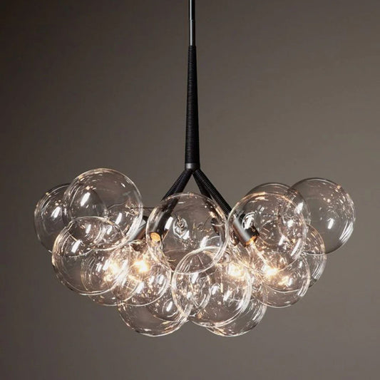 Modern Clear Glass Bubble Cluster Chandelier