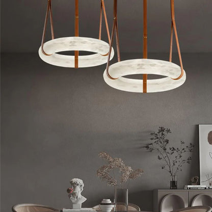Alabaster Oslo Round Art Chandelier